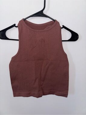 Free People Ribbed Crop Tank in Dusty Mauve